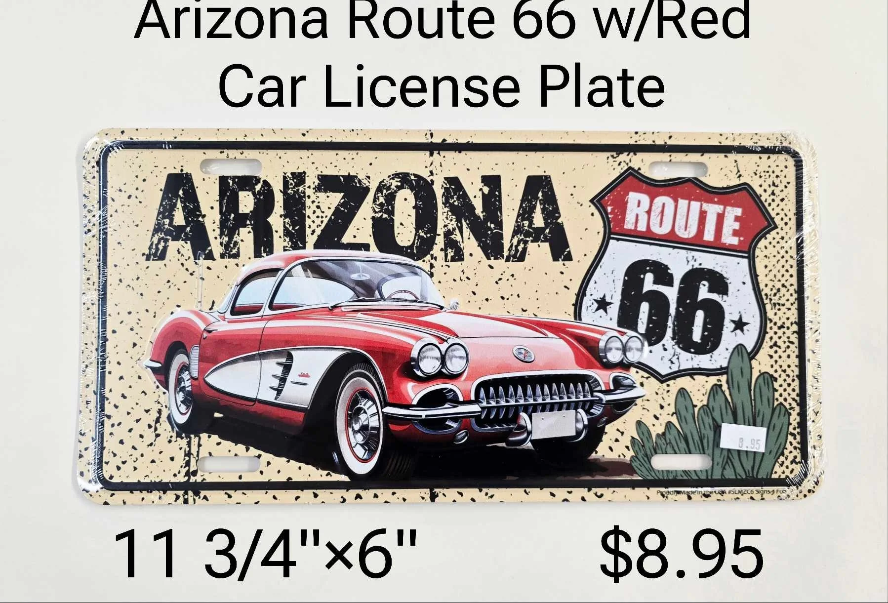 Arizona Route 66 with Red Car License Plate — Jack Rabbit Trading Post